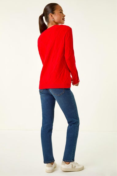 Roman Red Petite Button Cuff Knit Jumper