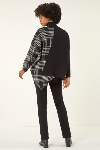 Roman Black Plaid High Neck Knit Jumper