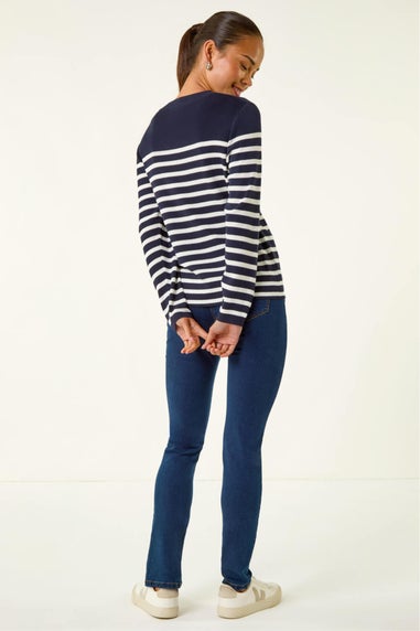 Roman Navy Petite Stripe Knitted Jumper