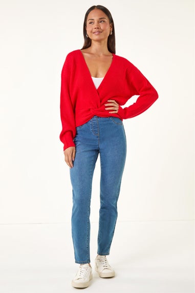 Roman Red Petite Twist Front Knit Jumper