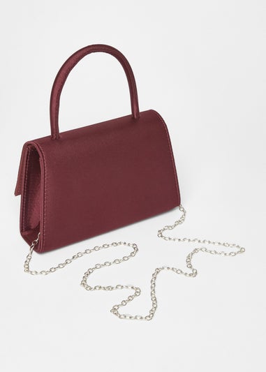 Quiz Burgundy Diamante Bow Top Handle Bag
