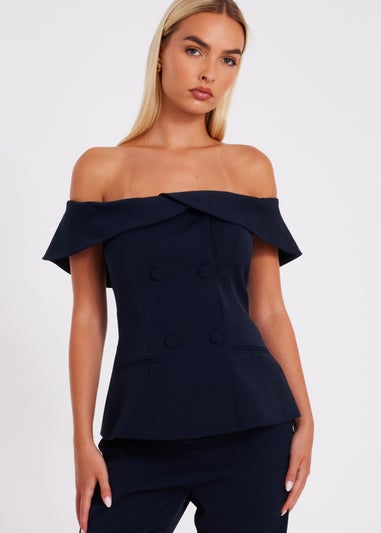 Quiz Navy Bardot Waistcoat