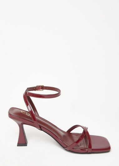 Quiz Burgundy Cross Strap Flared Heels