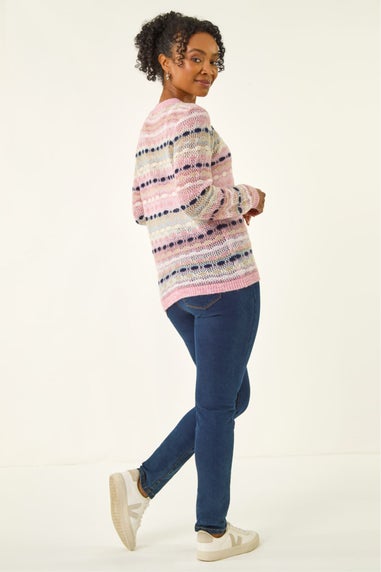 Roman Light Pink Petite Stripe Knitted Jumper
