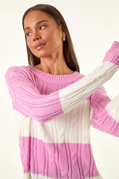 Roman Pink Petite Stripe Knitted Jumper