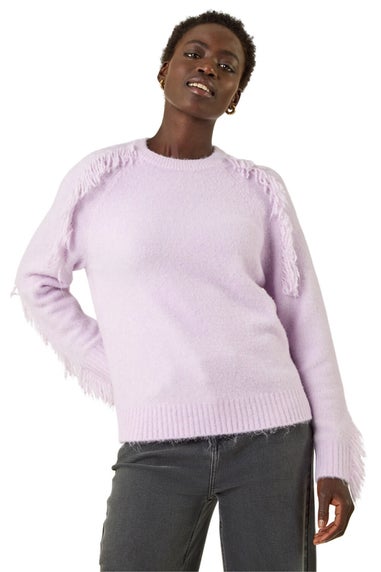 Roman Lilac Tassel Crew Neck Knit