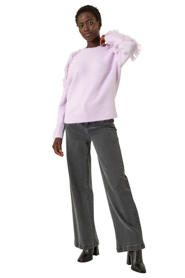 Roman Lilac Tassel Crew Neck Knit
