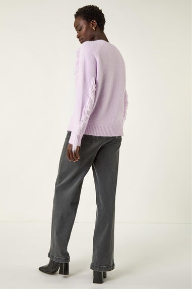 Roman Lilac Tassel Crew Neck Knit