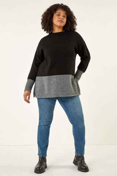 Roman Black Colour Block Knit Jumper