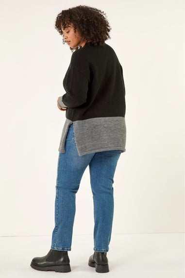 Roman Black Colour Block Knit Jumper