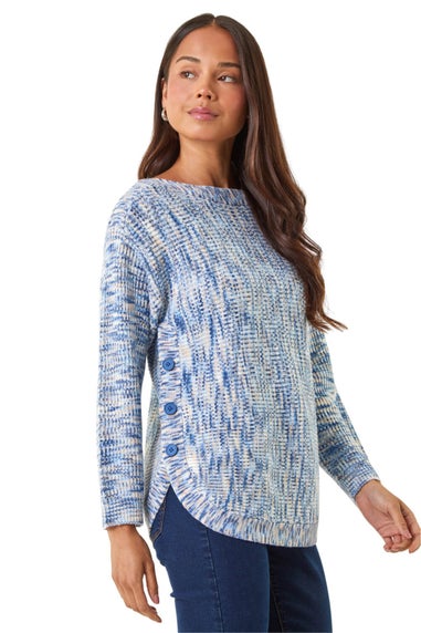 Roman Blue Petite Curve Hem Knit Jumper
