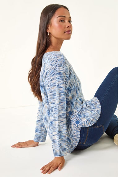 Roman Blue Petite Curve Hem Knit Jumper