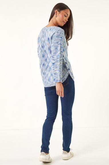 Roman Blue Petite Curve Hem Knit Jumper