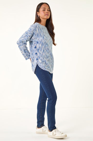 Roman Blue Petite Curve Hem Knit Jumper