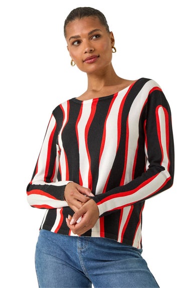 Roman Black Wave Print Knit Jumper