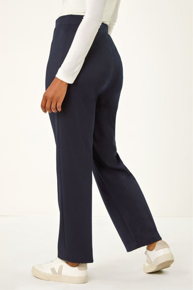 Roman Navy Petite Straight Leg Ponte Stretch Trouser