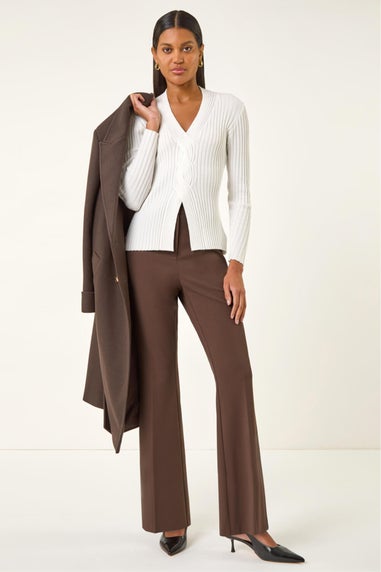 Roman Chocolate Bootcut Leg Stretch Trousers