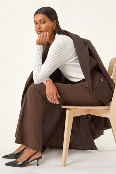 Roman Chocolate Bootcut Leg Stretch Trousers