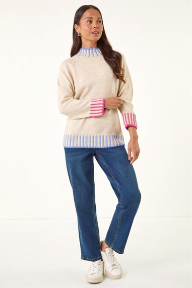 Roman Stone Petite Contrast Detail Knit Jumper