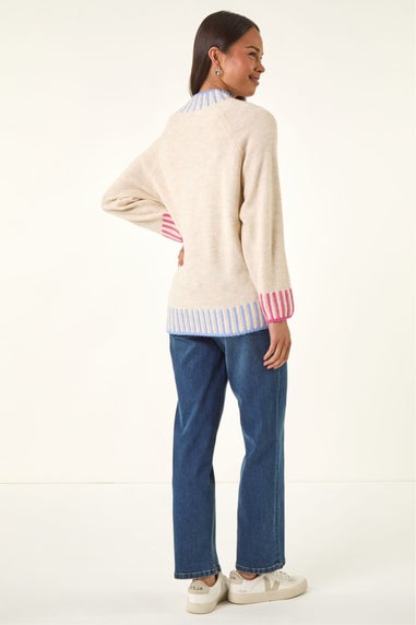 Roman Stone Petite Contrast Detail Knit Jumper