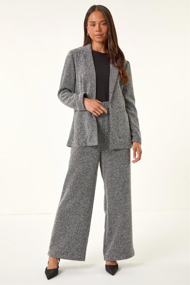 Roman Black Petite Herringbone Trouser