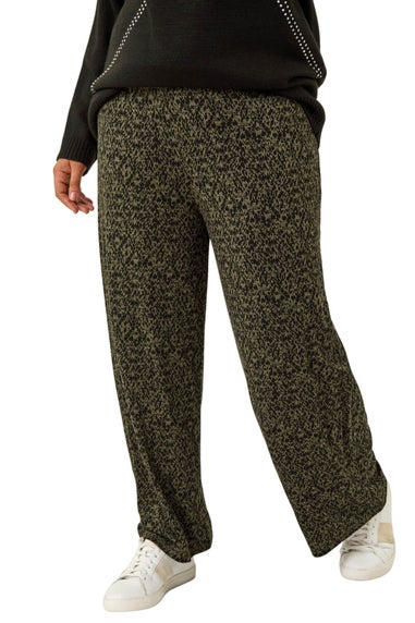 Roman Khaki Curve Paisley Wide Leg Culottes