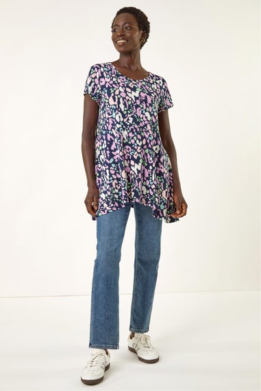 Roman Navy Spot Print Hanky Hem Top