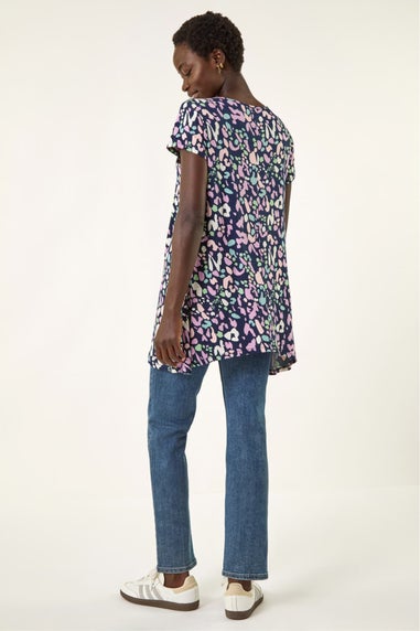 Roman Navy Spot Print Hanky Hem Top