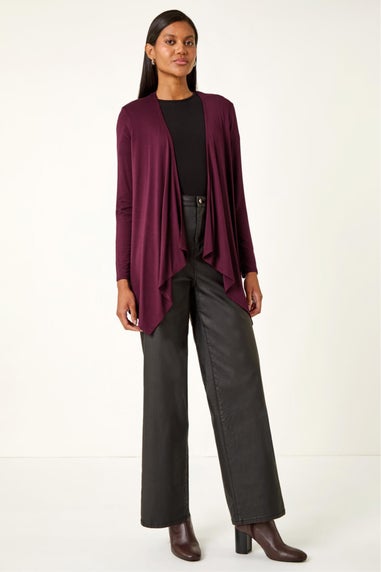 Roman Burgundy Waterfall Stretch Cardigan