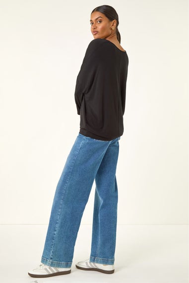 Roman Black V-Neck Jersey Stretch T-Shirt