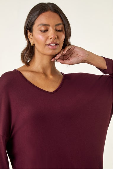 Roman Burgundy V-Neck Jersey Stretch T-Shirt