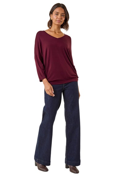 Roman Burgundy V-Neck Jersey Stretch T-Shirt