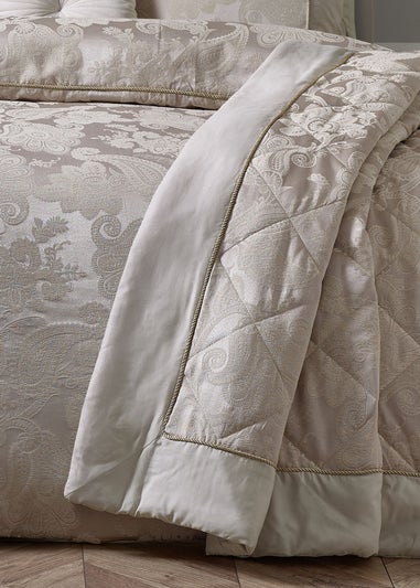Catherine Lansfield Opulent Jacquard Bedspread Champagne
