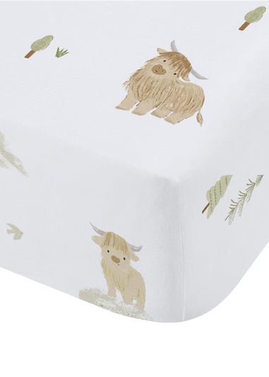 Bianca Fine Linens Mini Moo Cow Cotton Fitted Sheet White