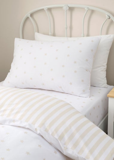 Bianca Fine Linens Mini Star & Stripes Reversible Cotton Duvet Cover Set Natural