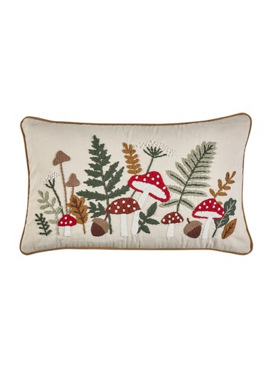 Catherine Lansfield Embroidery Woodland Cushion Natural
