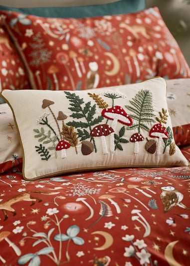 Catherine Lansfield Embroidery Woodland Cushion Natural