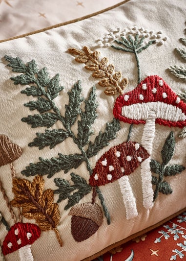 Catherine Lansfield Embroidery Woodland Cushion Natural