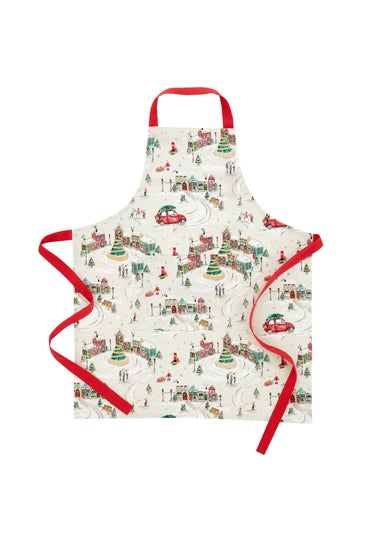 Catherine Lansfield Christmas Town Cotton Kitchen Adult Apron Natural