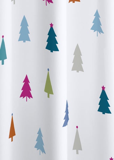 Catherine Lansfield Christmas Tree Shower Curtain White