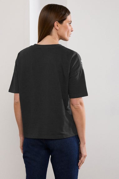 Star By Julien Macdonald Black Eyelet Detail Short Sleeve T-Shirt