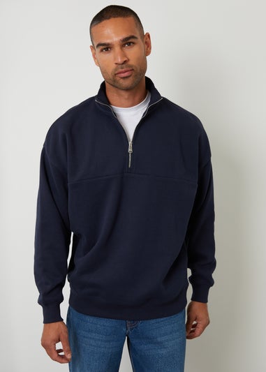 Threadbare Navy Half Zip Sweatshirt