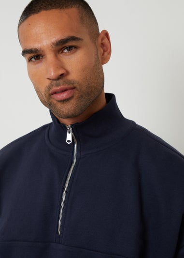 Threadbare Navy Half Zip Sweatshirt