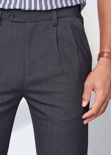 Cotton Traders Ash Grey Ultra Comfort 4 Way Stretch Twin Pleat Trousers