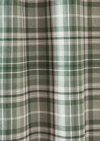 Catherine Lansfield Green Cullen Thermal Check Brushed Cotton Eyelet Curtains