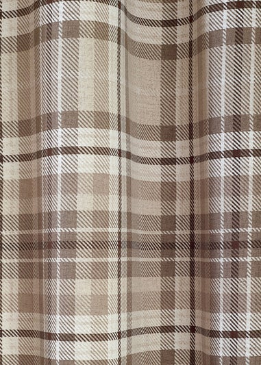 Catherine Lansfield Natural Cullen Thermal Check Brushed Cotton Eyelet Curtains