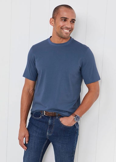 Cotton Traders Steel Blue Crew Neck T-Shirt