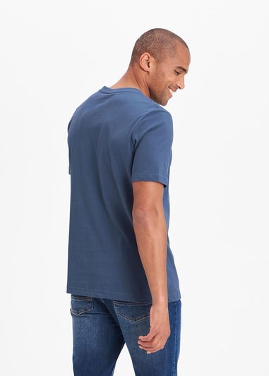 Cotton Traders Steel Blue V Neck T-Shirt