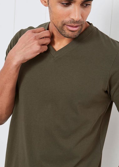 Cotton Traders Soft Khaki V Neck T-Shirt