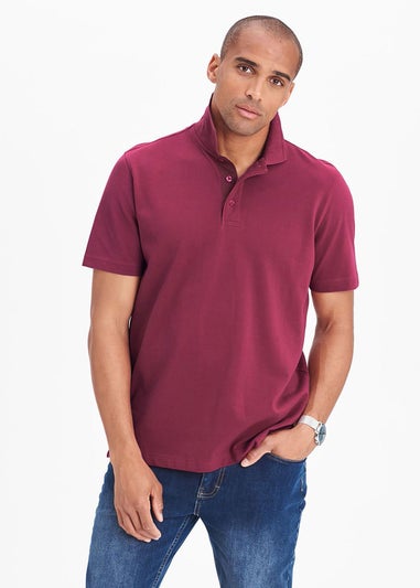 Cotton Traders Dark Raspberry Short Sleeve Polo Shirt